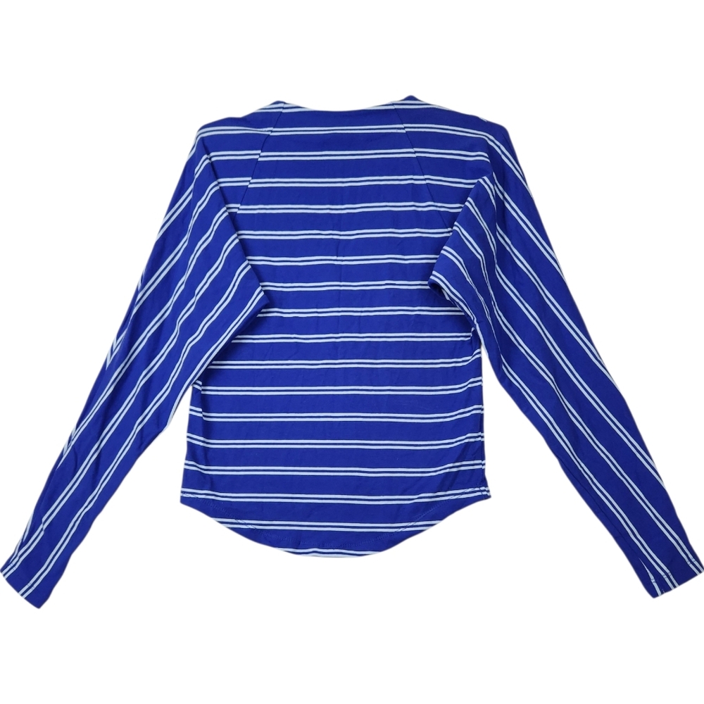 Free People Ardmore Womens XS Blue Nautical Stripe Keyhole Tie Long Sleeve Top